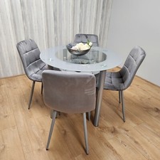 Round Glass Grey Dining Table