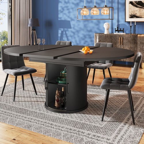 Extendable round dining - round, table