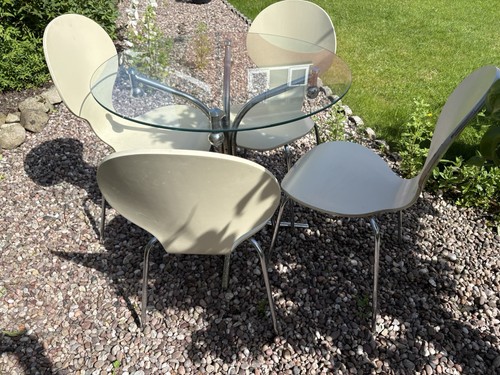 90cm round glass table and - 90cm,