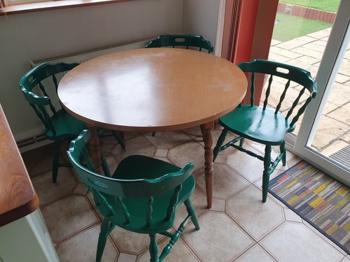 Round wooden kitchen - round, table